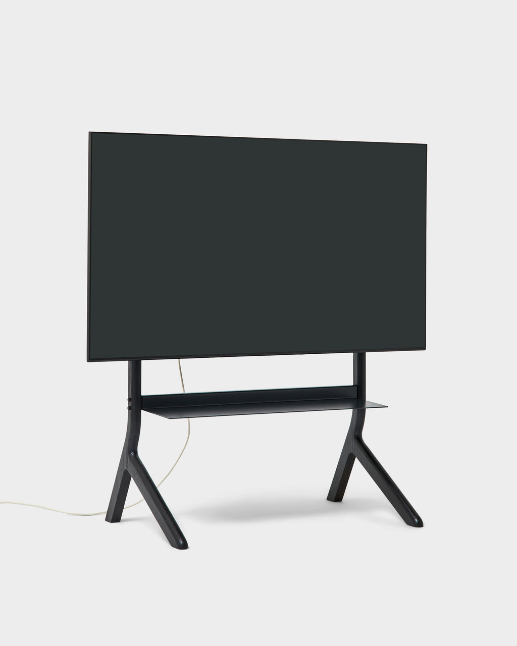 Pedestal Hopper TV Stands 011 Black Oak