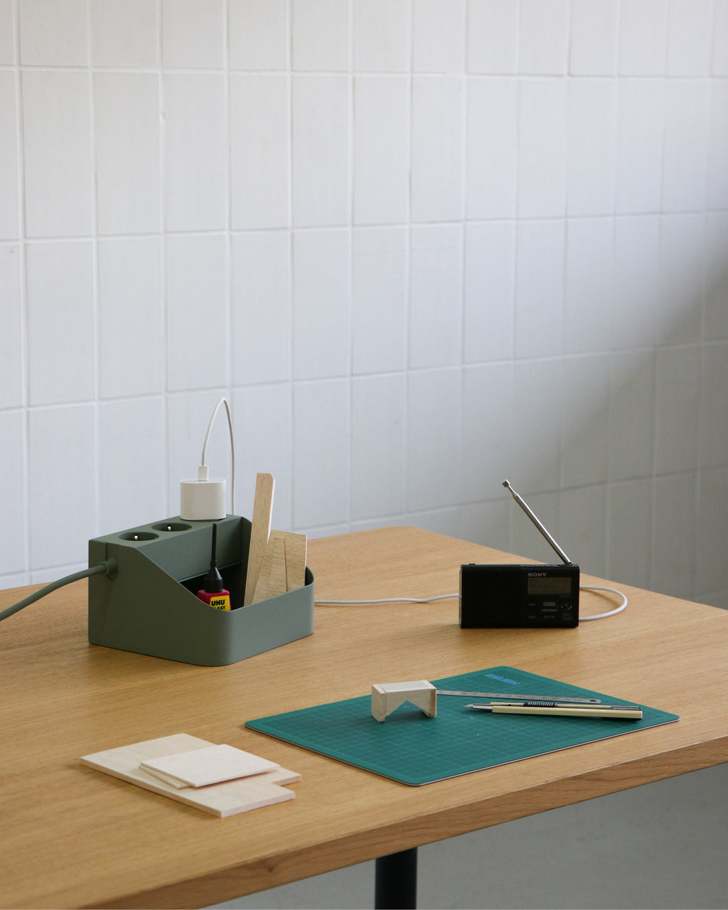 Pedestal Power Bar Tray Power Accessories 019 Mossy Green