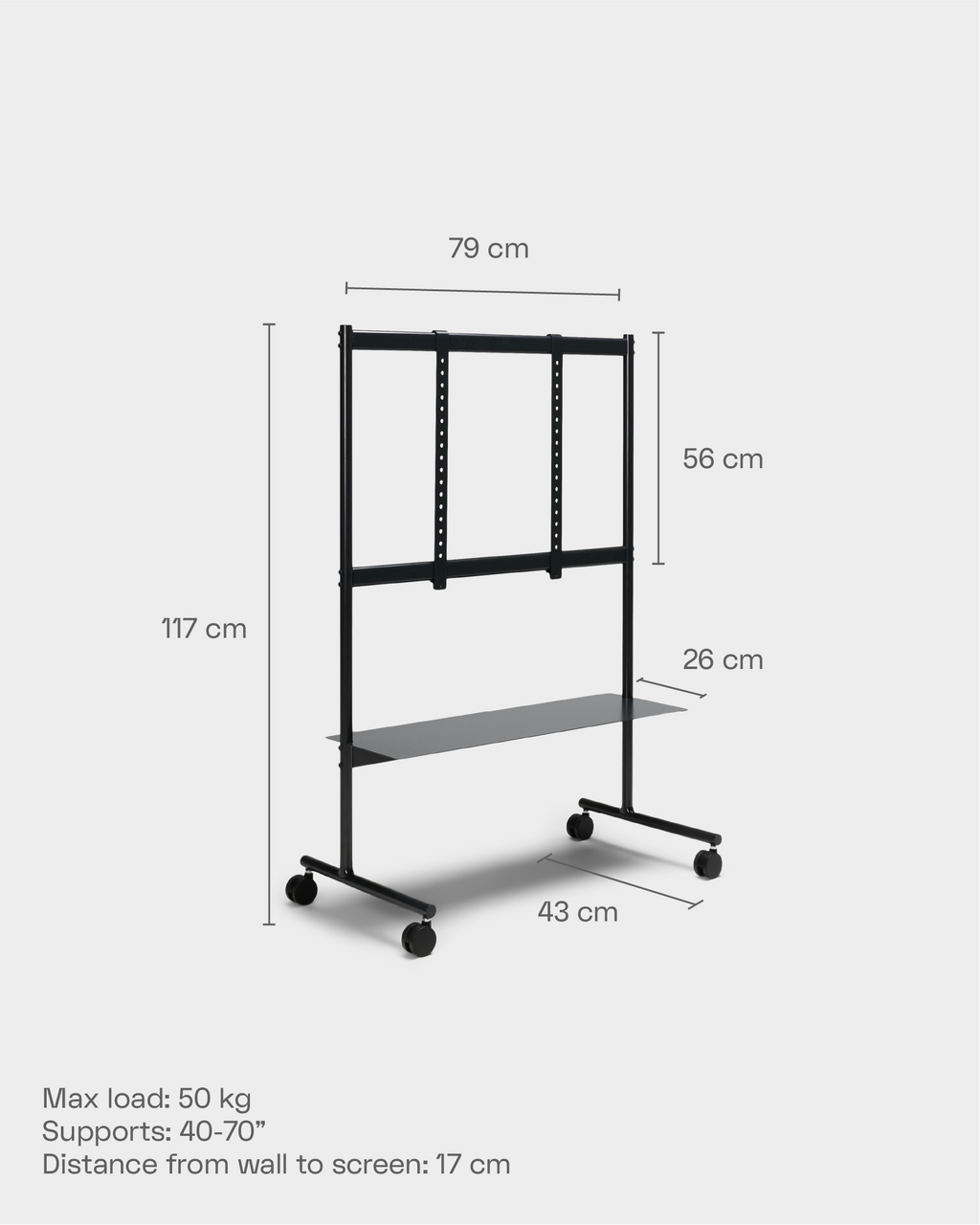 Pedestal Rover Stands W/ Wheels 001 Charcoal